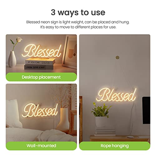 Blessed Neon Sign Dimmable LED Light USB Powered-17.7x6.3 Inches