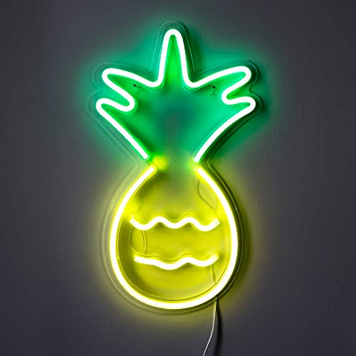 17” x 10” inch LED Neon ‘Yellow & Green Pineapple’ Wall Sign for Cool Light, Wall Art Home Decoration