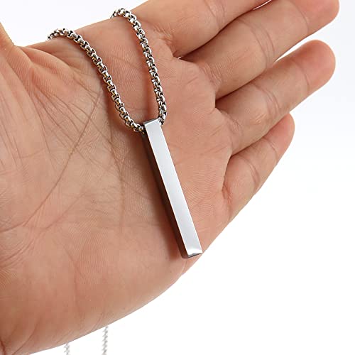 Bar Pendant Necklace for Men Stainless Steel 22inch