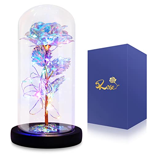 I Love You Mom Galaxy Roses Gifts in Glass Dome for Mothers Day/Birthday