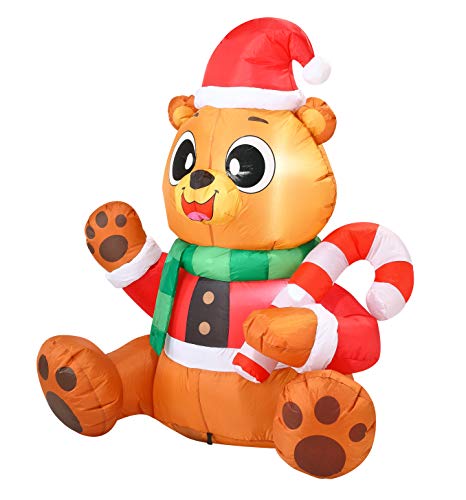 5 FT Christmas Teddy Bear Inflatable with Build-in LEDs