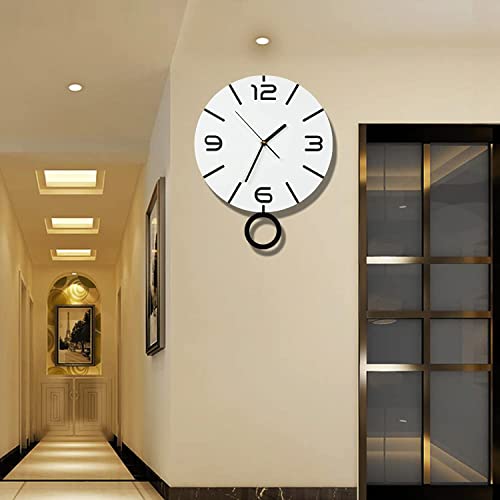 15 Inch Modern Wall Clocks w/ Pendulum Battery Operated-Non Ticking