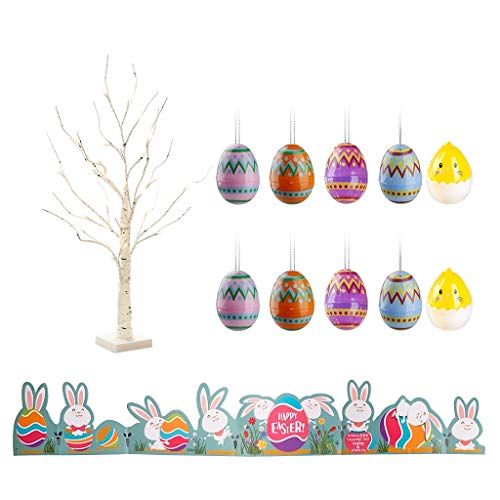 LED Easter Birch Tree Lights w/ Eggs Battery Powered
