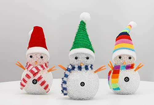 7.3'' LED Christmas Snowmen Lamp Color Changing w/ Colorful Hat & Scarf Set of 3