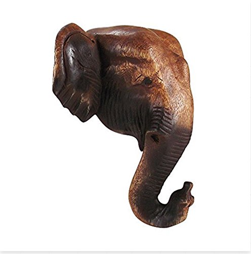 Wood Elephant Head Hand Carved for Wall Decoration