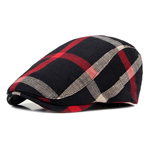 Men Adjustable Colorful Striped Plaid Ivy Newsboy Cabbie Gatsby Cotton Caps