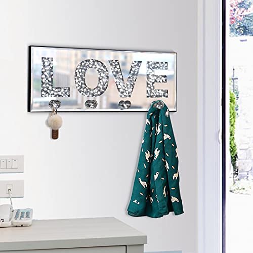 Crush Diamond Mirrored Plaque Sign for Wall Decor & Key Holder