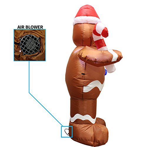 5ft Self-Inflatable Gingerbread Man with Candy Canes