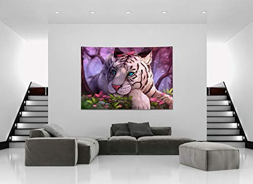 Purple Forest White Tiger Tapestry Art Home Decor Wall Hanging Living room Dorm