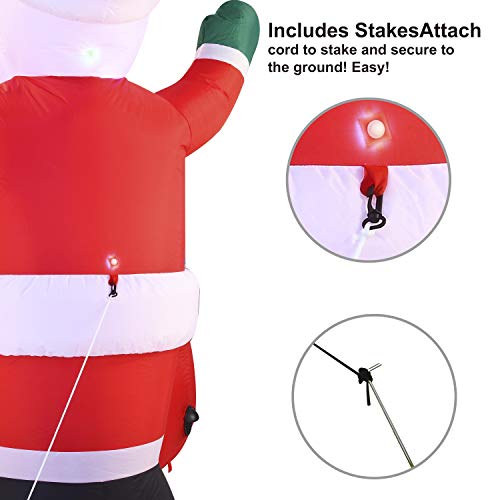 7 FT Long Santa with Penguins Inflatable with Build-in LEDs Blow Up Inflatables