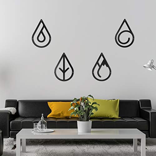 Four Elements Metal Wall Art- Black for Home Decoration