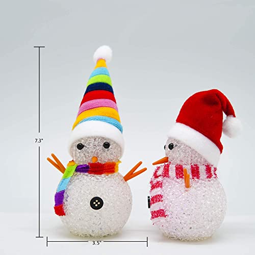 7.3'' LED Christmas Snowmen Lamp Color Changing w/ Colorful Hat & Scarf Set of 3