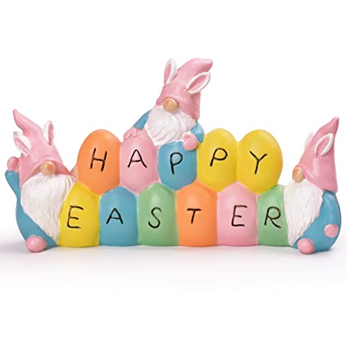 Happy Easter Figurine Gnome Bunny w/ Egg Decor