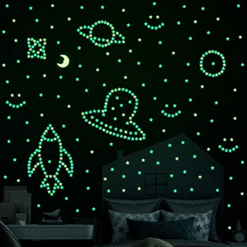 100 Pcs Glow in The Dark Luminous Stars Fluorescent Noctilucent Plastic Wall Stickers