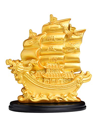 Sailing Wealth Ship Feng Shui Decorative Gold Sailing Boat Décor for Fortune