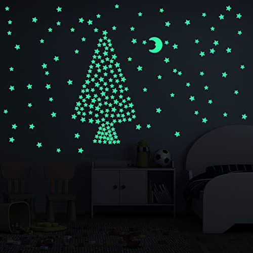 100 Pcs Glow in The Dark Luminous Stars Fluorescent Noctilucent Plastic Wall Stickers