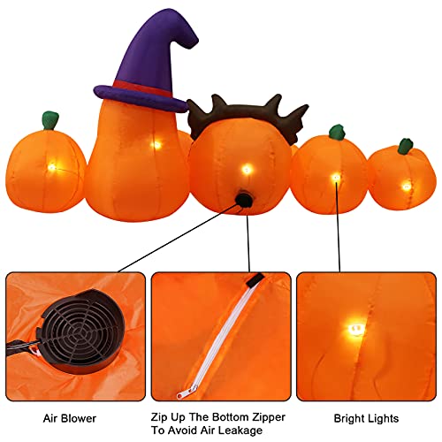 7 Ft Long Halloween  Pumpkin Family Inflatable w/ Built in LED Lights