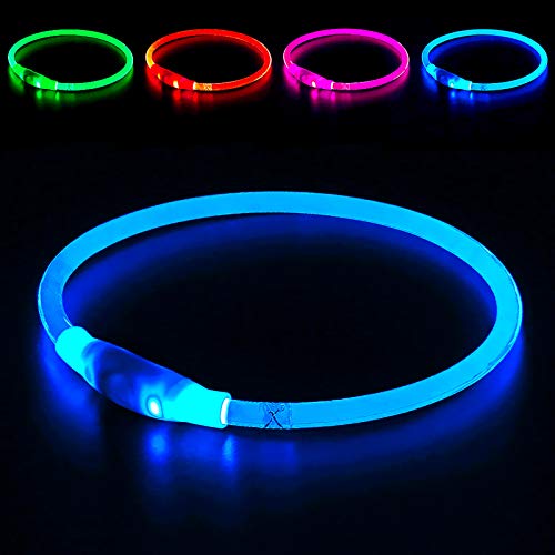 Led Dog Collar USB Rechargeable Flash Dog Necklace Light, Pet Safety Collar