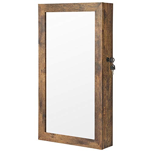 Wall-Mounted Lockable Jewelry Cabinet Armoire w/ Mirror