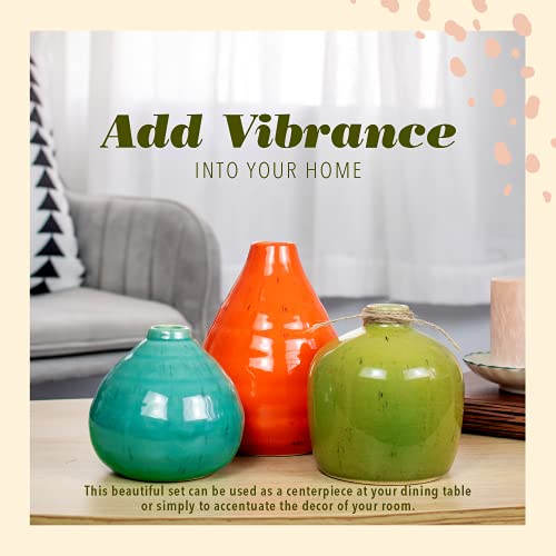 3 Packs - Modern Farmhouse Decor Ceramic Vase for Home Decoration