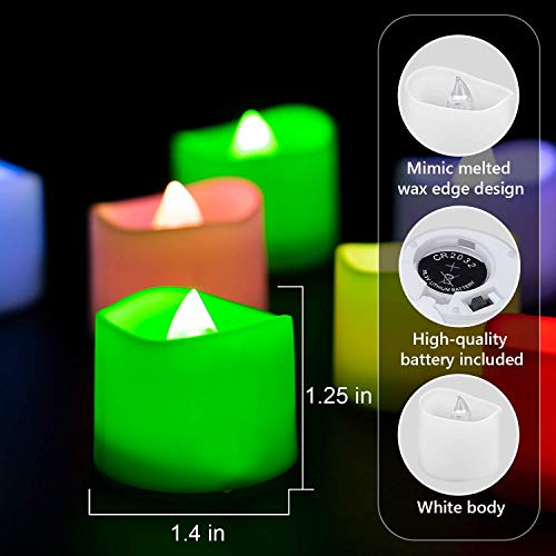 Set of 24 Long-Lasting Battery Operated LED Flameless Tea Light 7-Color Changing Tea Lights with Batteries,