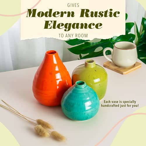 3 Packs - Modern Farmhouse Decor Ceramic Vase for Home Decoration