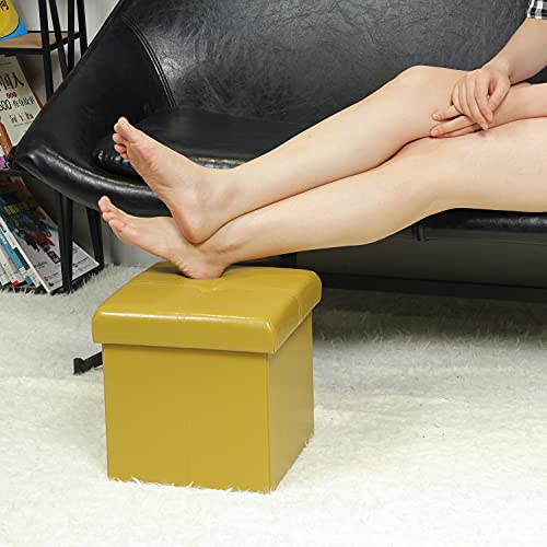 Folding Storage Ottoman, Faux Leather Footrest 11.8"x11.8"x11.8"