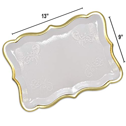 10 Rectangle Trays with Gold Rim Border for Elegant Dessert Table Serving