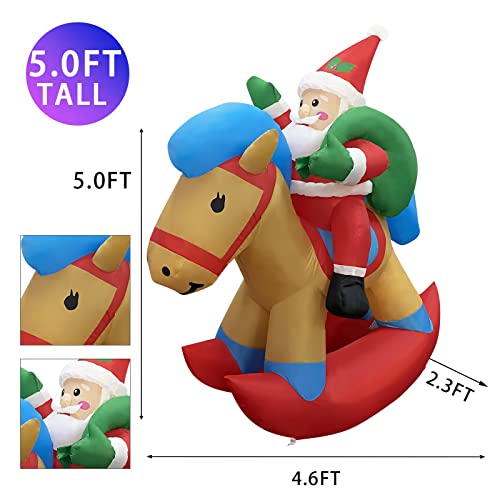 5ft Christmas Inflatables  Santa Claus in Trojan Horse w/ LEDs