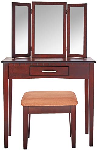 2 Piece Home Furnishing Stool Set & Vanity Mirror