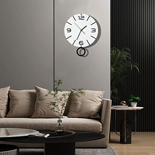 15 Inch Modern Wall Clocks w/ Pendulum Battery Operated-Non Ticking