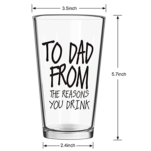 16 OZ Funny Beer Glass for Fathers Day Dad Gifts