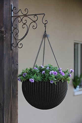 Rattan Set of 2 Round Hanging Planter Baskets for Plants