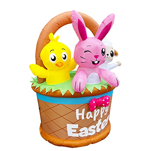 6 ft Inflatable Easter Bunny Chick Lamb in an Easter Basket w/ LED Lights