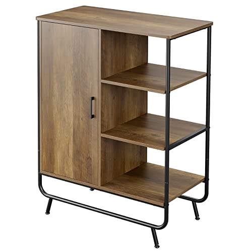 Industrial Storage Cabinet w/ 3 Open Shelves, Kitchen Buffet Cabinet Cupboard