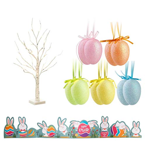 LED Easter Birch Tree Lights w/ Eggs Battery Powered