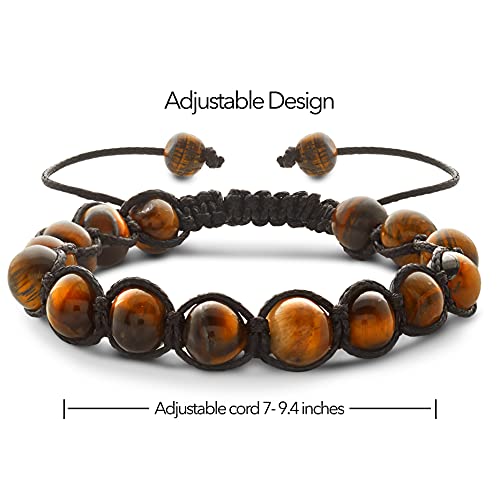 2 Pcs Tiger Eye Crystal Bracelet & Lava Rock Stone Bracelet for Men & Women