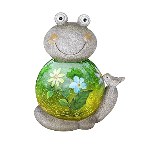 Garden Turtle Statue Outdoor Figurine Glass Solar Lights Decor