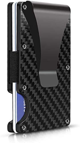 Carbon Fiber Minimalist Wallet for Men - RFID Blocking Credit Card Holder- Money Clip Slim Front Pocket