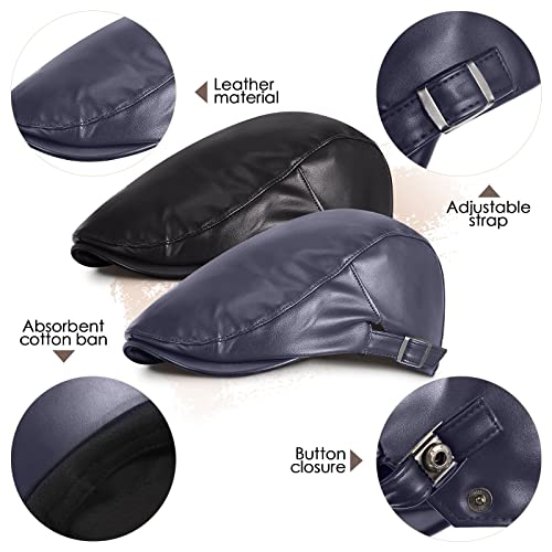 3 Pieces Pu Leather Hats for Men