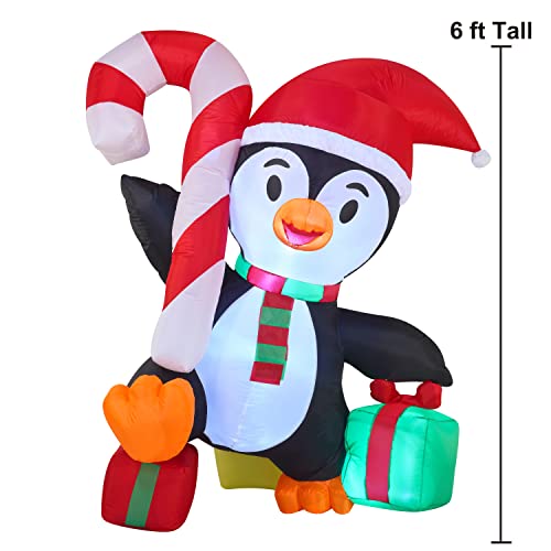 6 FT Inflatable Funny Penguin w/ Build-in LEDs Christmas Decoration