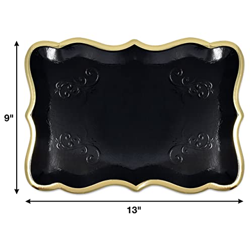 10 Rectangle Trays with Gold Rim Border for Elegant Dessert Table Serving