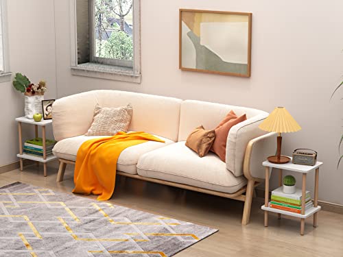Set of 2 Tall End Tables with Storage Rack