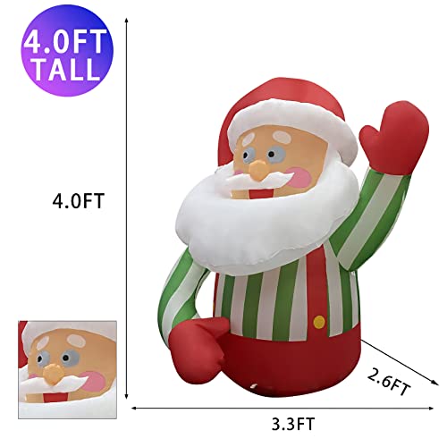 Christmas Inflatable 4 FT Santa Claus in Shirt with Built-in LEDs