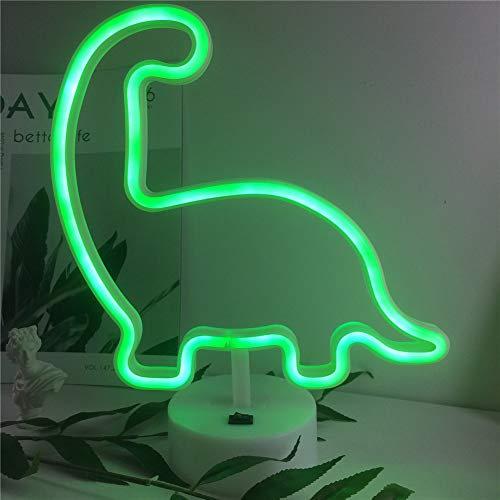 Neon Night Light Dinosaur Shaped w/ Green Lamp USB & Battery Powered