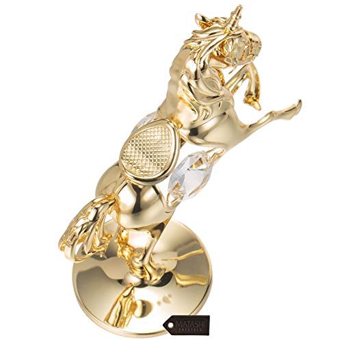 24K Gold Plated Unicorn Ornament w/ Crystals Home Decoration