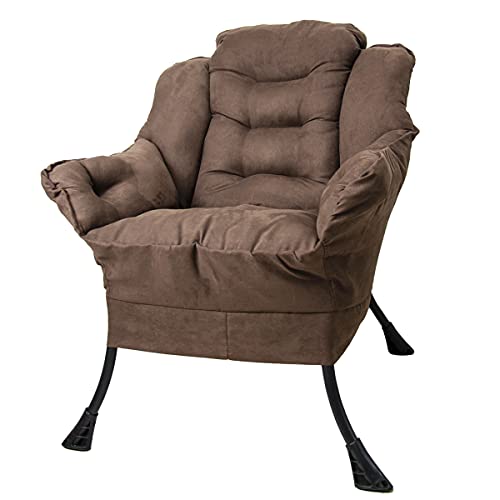 Sofa Chair Single Steel Frame  Armchair w/ Thick Padded Back & Two Side Pockets