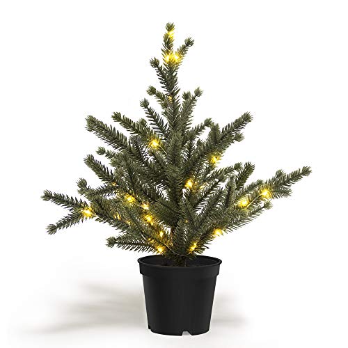 Tabletop Christmas Tree with Lights & Pinecones