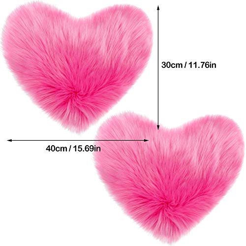 2 Pieces Fluffy Faux Sheepskin Area Rug Heart Shaped, 12 x 16 Inch