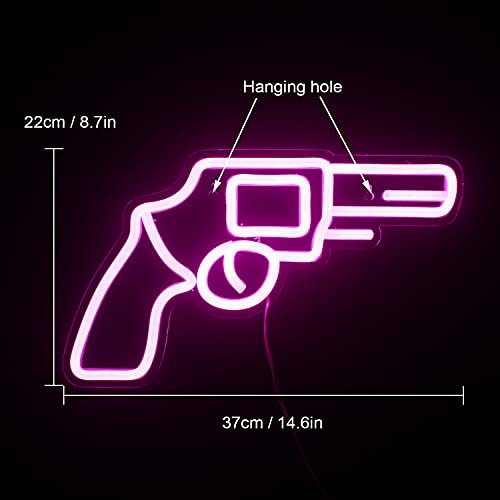 Cool  LED Neon Light Sign Pistol Pink for Wall Decoration